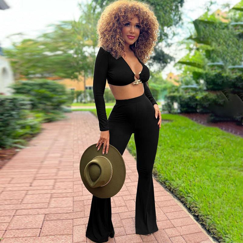 Ribbed Flare Pants Set - ItemBear.com