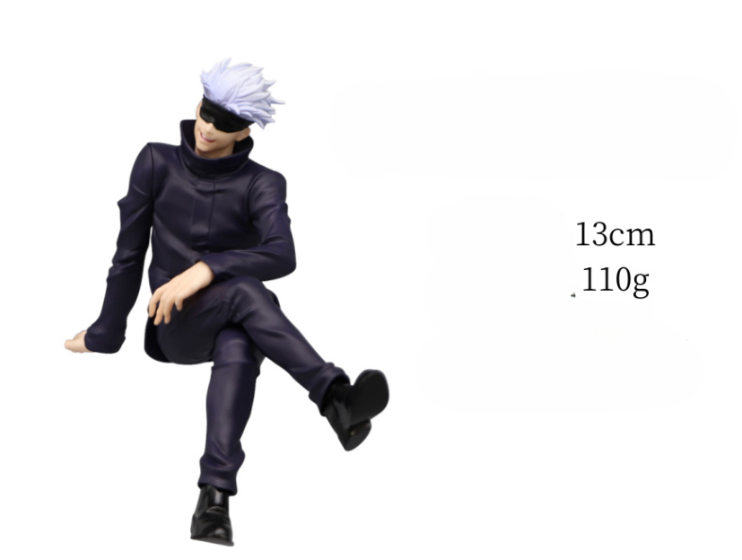 13CM Figure Anime Jujutsu Kaisen Gojo Satoru Sitting Pressed Noodles Model Dolls Toy Gift Collect Boxed PVC Material