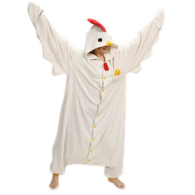 Sanderala Unisex Animal Adult White Chicken Onesies Pajama Sete Pyjama Cosplsy Costumes Cute Cosy Sleepwear Man & Women Homewear - ItemBear.com