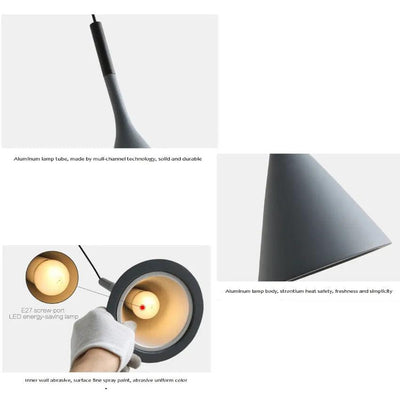SANDYHA Modern Led Pendant Lights Black White Kitchen Fixtures Bedroom Table Dining Room Hanging Lamp Lampshade Home Chandelier - ItemBear.com