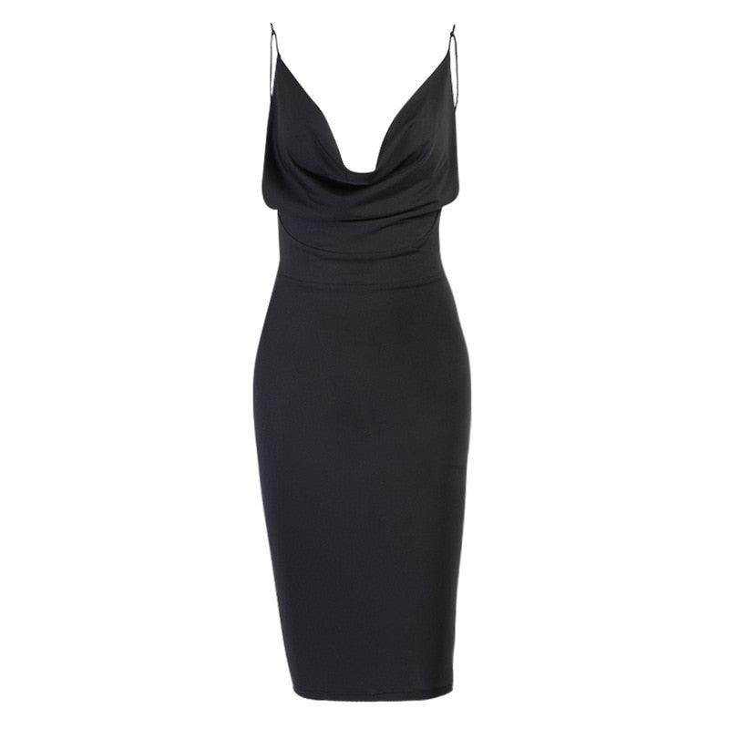 Satin Women Strap Midi Dress Stacked Backless Bodycon Sexy Streetwear Party Elegant 2021 Summer Festival Club Dresses - ItemBear.com