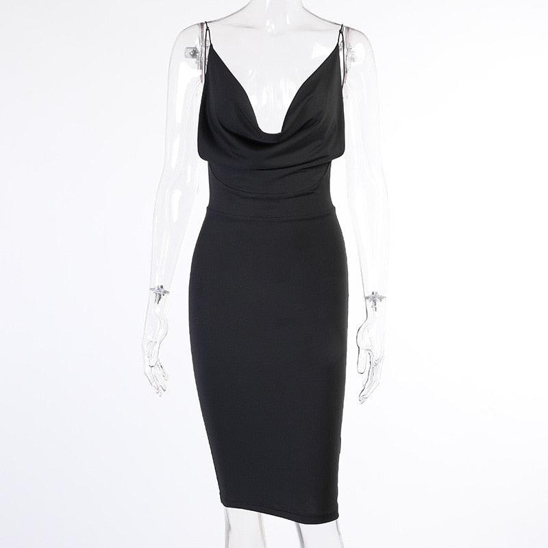 Satin Women Strap Midi Dress Stacked Backless Bodycon Sexy Streetwear Party Elegant 2021 Summer Festival Club Dresses - ItemBear.com