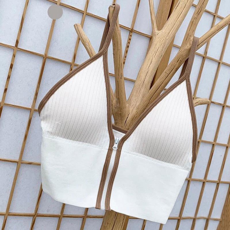 Sexy Zipper Crop Tops Brassiere Women Camisole Lingerie Sleeveless Female Tank Top Sport Bra Slim Fit Bralette Tube Top - ItemBear.com