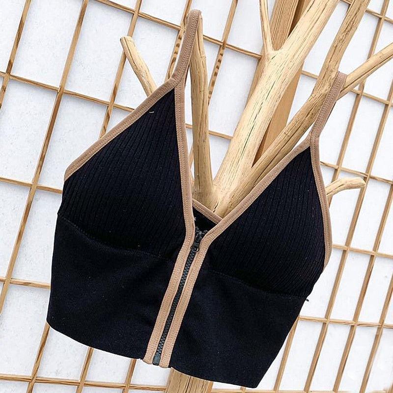 Sexy Zipper Crop Tops Brassiere Women Camisole Lingerie Sleeveless Female Tank Top Sport Bra Slim Fit Bralette Tube Top - ItemBear.com