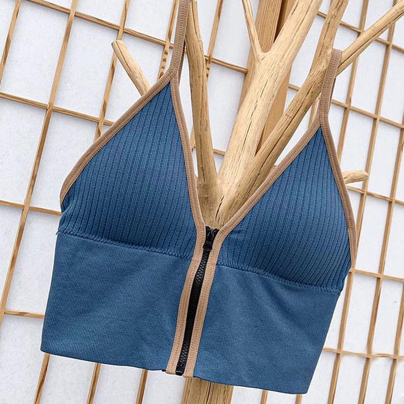 Sexy Zipper Crop Tops Brassiere Women Camisole Lingerie Sleeveless Female Tank Top Sport Bra Slim Fit Bralette Tube Top - ItemBear.com