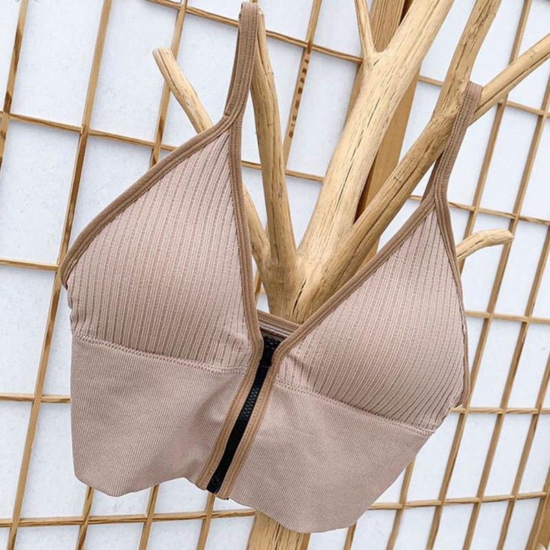 Sexy Zipper Crop Tops Brassiere Women Camisole Lingerie Sleeveless Female Tank Top Sport Bra Slim Fit Bralette Tube Top - ItemBear.com