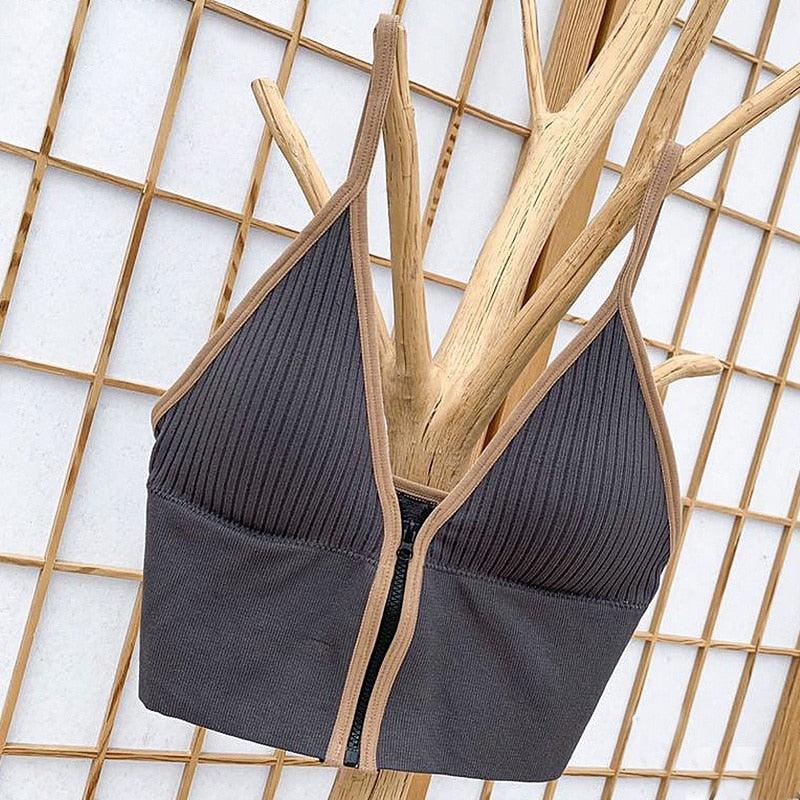 Sexy Zipper Crop Tops Brassiere Women Camisole Lingerie Sleeveless Female Tank Top Sport Bra Slim Fit Bralette Tube Top - ItemBear.com
