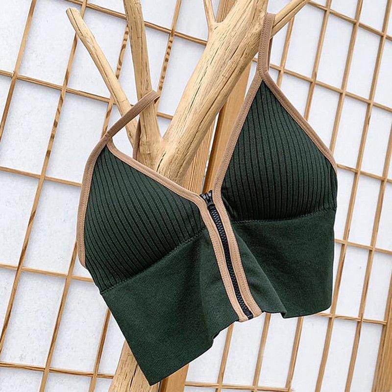 Sexy Zipper Crop Tops Brassiere Women Camisole Lingerie Sleeveless Female Tank Top Sport Bra Slim Fit Bralette Tube Top - ItemBear.com
