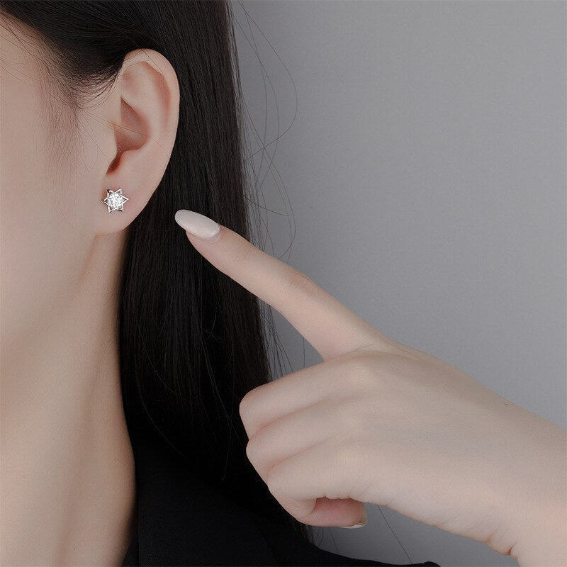 Shinny Hexagram Moissanite Stud Earrings - ItemBear.com
