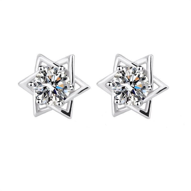 Shinny Hexagram Moissanite Stud Earrings - ItemBear.com