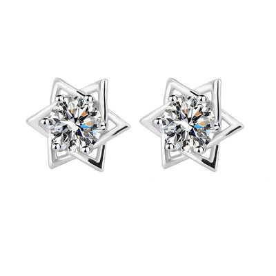 Shinny Hexagram Moissanite Stud Earrings - ItemBear.com