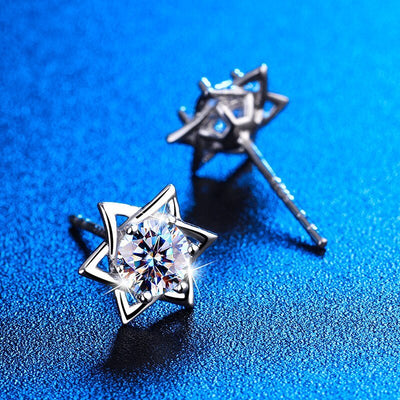 Shinny Hexagram Moissanite Stud Earrings - ItemBear.com
