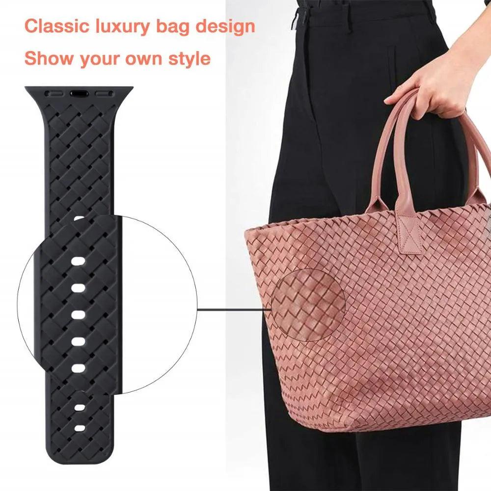 Silicone Strap for Apple watch band 44mm 40mm 45mm 41mm 42mm 38mm Accessories Woven Pattern bracelet iWatch series 6 5 4 3 SE 7 - ItemBear.com