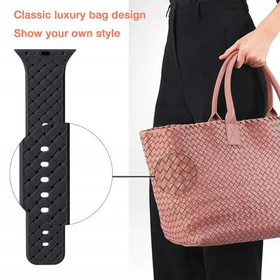 Silicone Strap for Apple watch band 44mm 40mm 45mm 41mm 42mm 38mm Accessories Woven Pattern bracelet iWatch series 6 5 4 3 SE 7 - ItemBear.com