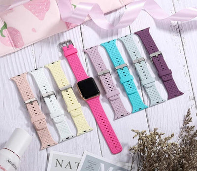 Silicone Strap for Apple watch band 44mm 40mm 45mm 41mm 42mm 38mm Accessories Woven Pattern bracelet iWatch series 6 5 4 3 SE 7 - ItemBear.com