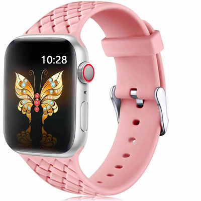 Silicone Strap for Apple watch band 44mm 40mm 45mm 41mm 42mm 38mm Accessories Woven Pattern bracelet iWatch series 6 5 4 3 SE 7 - ItemBear.com