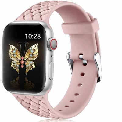 Silicone Strap for Apple watch band 44mm 40mm 45mm 41mm 42mm 38mm Accessories Woven Pattern bracelet iWatch series 6 5 4 3 SE 7 - ItemBear.com