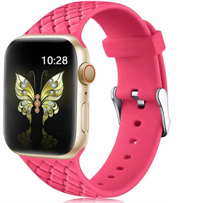 Silicone Strap for Apple watch band 44mm 40mm 45mm 41mm 42mm 38mm Accessories Woven Pattern bracelet iWatch series 6 5 4 3 SE 7 - ItemBear.com