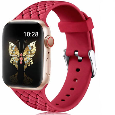 Silicone Strap for Apple watch band 44mm 40mm 45mm 41mm 42mm 38mm Accessories Woven Pattern bracelet iWatch series 6 5 4 3 SE 7 - ItemBear.com