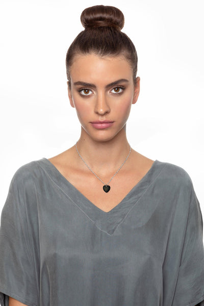 Silver Heart Necklace I Love You in 12 Languages 24k Gold Inscribed Cubic Zirconia - ItemBear.com