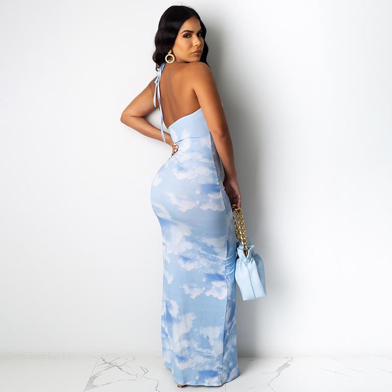 Sleeveless Backless Slim Halter Dress - ItemBear.com