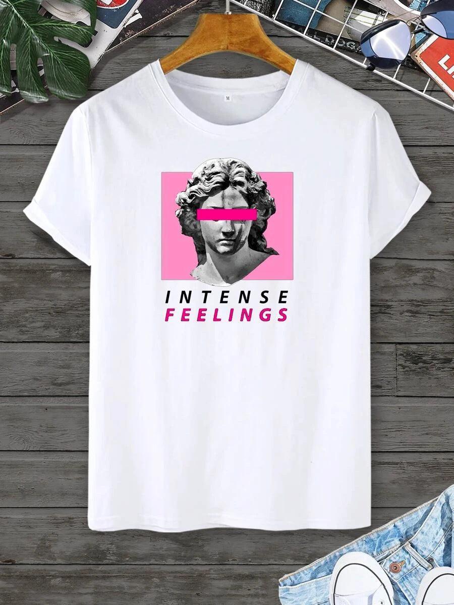 spring and summer new heat transfer printing ladies short-sleeved T-shirt - ItemBear.com