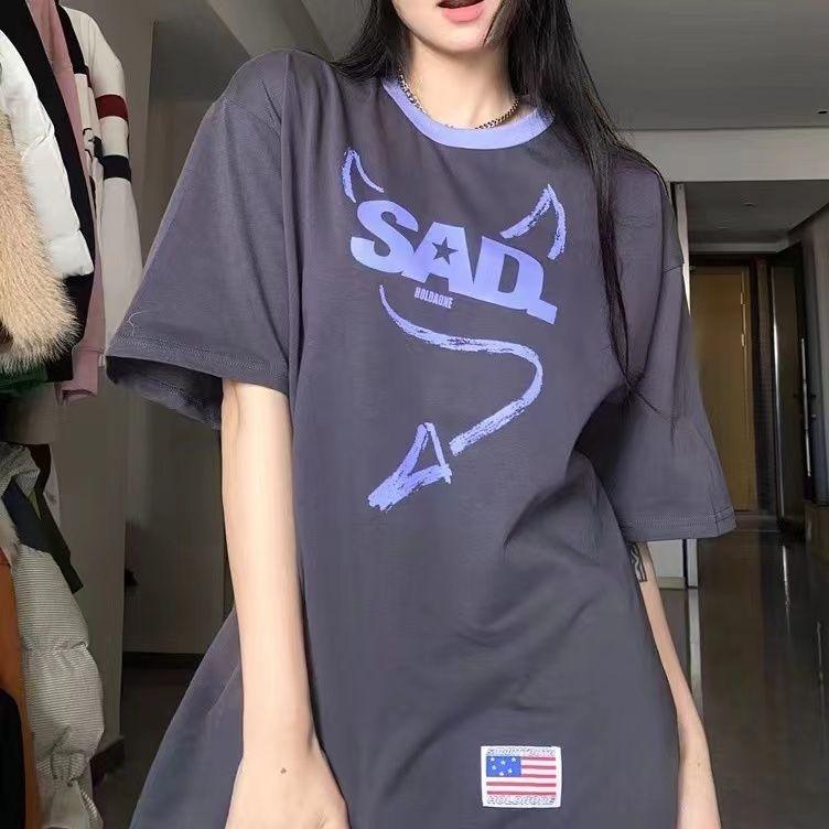 Street Leisure Y2k Summer Clothing Women's T-shirt Alphabet Devil Loose Short Sleeve Harajuku Style Three-dimensional Wings Top - ItemBear.com