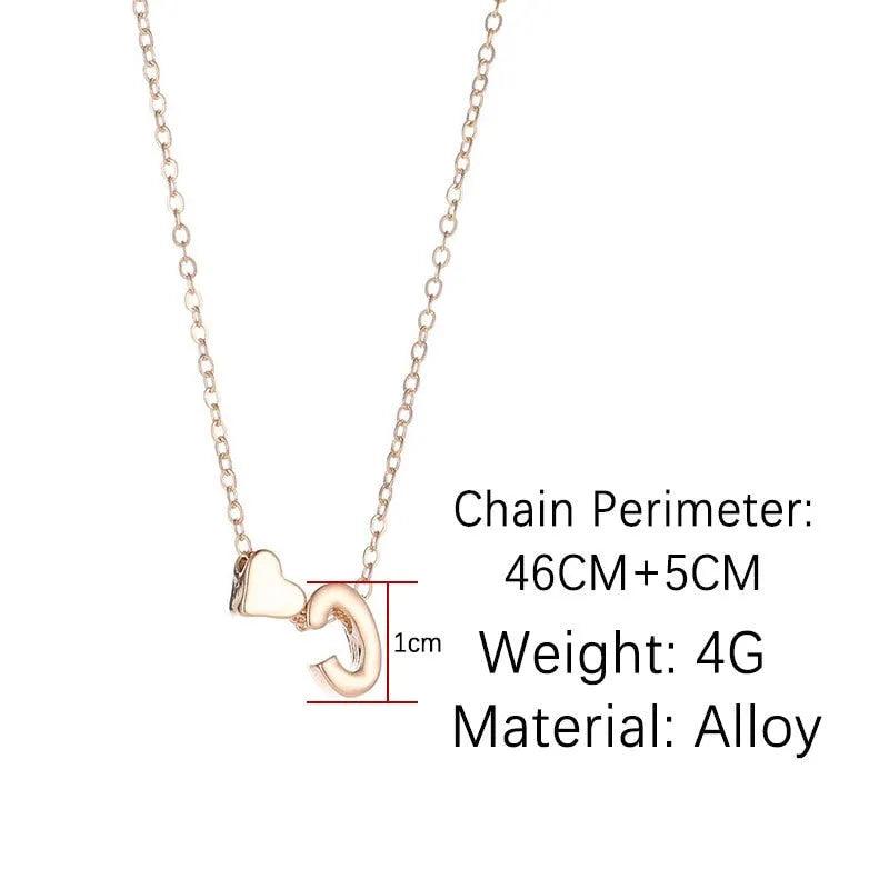 SUMENG Fashion Tiny Heart Dainty Initial Necklace Gold Silver Color Letter Name Choker Necklace For Women Pendant Jewelry Gift - ItemBear.com