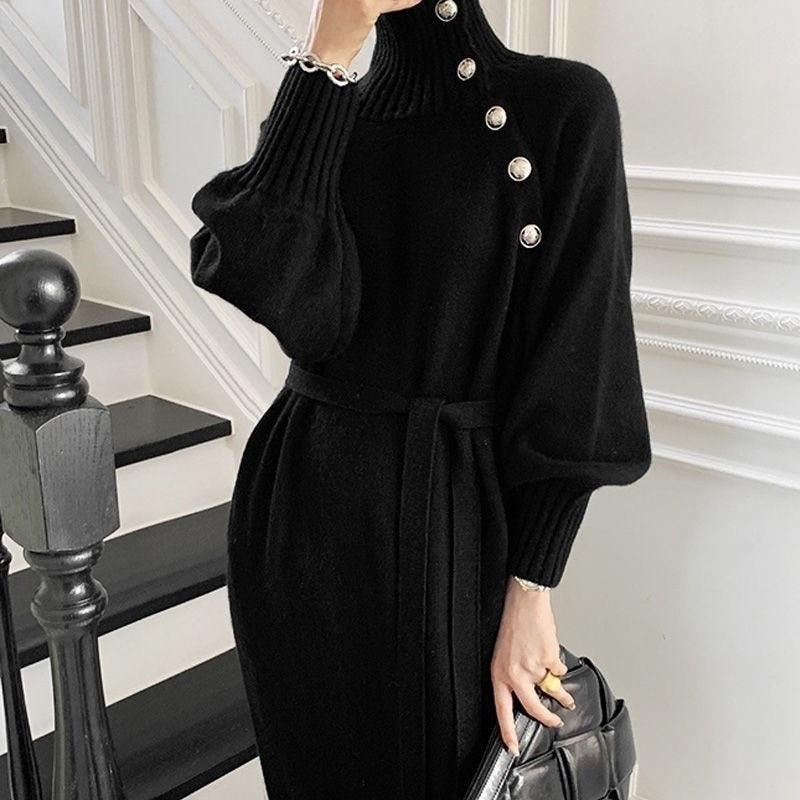 Summer Women Long Loose Knitted Sweater Dress Long Sleeve Elegant Slim Casual Chic Dresses Fashion Y2K Clothes - ItemBear.com