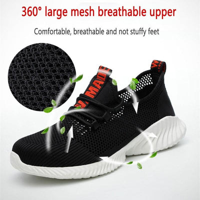 summer work shoes with protection breathable Lightweight safety shoes with iron toe anti-stab anti-slip working summer shoes - ItemBear.com