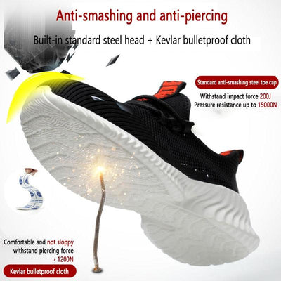 summer work shoes with protection breathable Lightweight safety shoes with iron toe anti-stab anti-slip working summer shoes - ItemBear.com