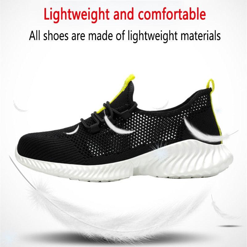 summer work shoes with protection breathable Lightweight safety shoes with iron toe anti-stab anti-slip working summer shoes - ItemBear.com