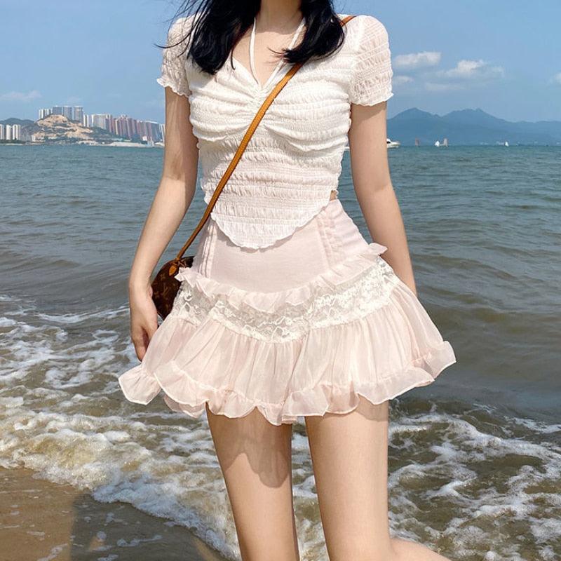 Sweet Pink Ruffle Skirt - ItemBear.com