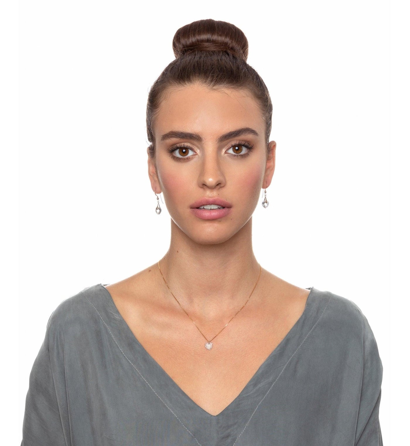 Tiny Heart Jewelry Set 24k Gold Inscribed I Love You to the Moon and Back Necklace and Drop Earrings - ItemBear.com