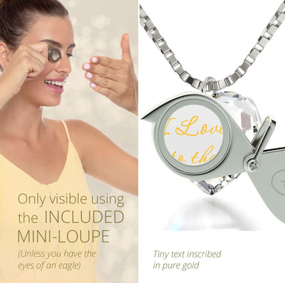 Tiny Heart Jewelry Set 24k Gold Inscribed I Love You to the Moon and Back Necklace and Drop Earrings - ItemBear.com