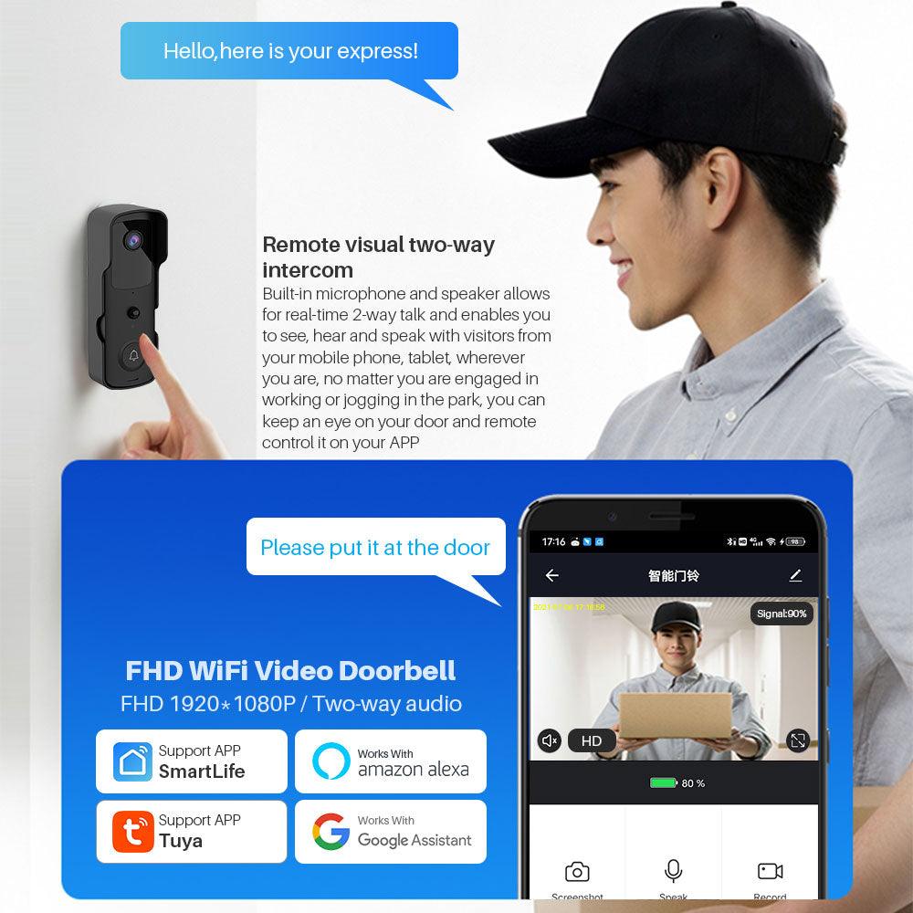 Tuya Smart Video Doorbell WiFi 1080P Video Intercom Door Bell IP Camera Two-Way Audio Works With Alexa Echo Show Google Home - ItemBear.com