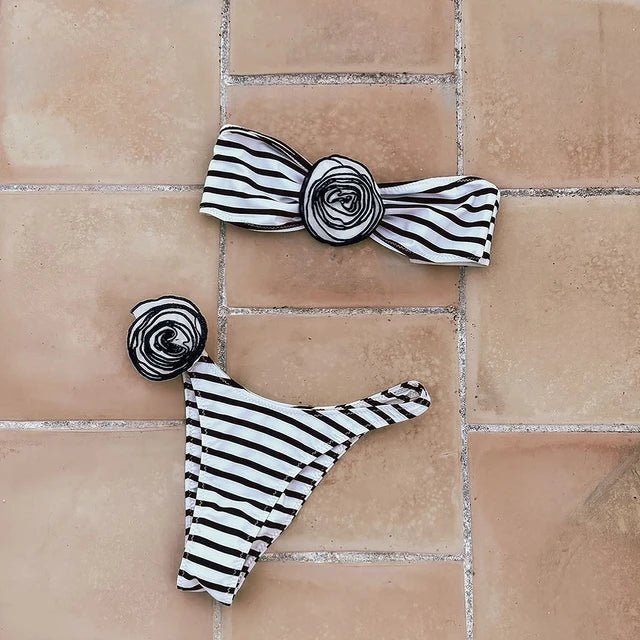 Two - Pieces Floral Lace Up Swimwear - ItemBear.com
