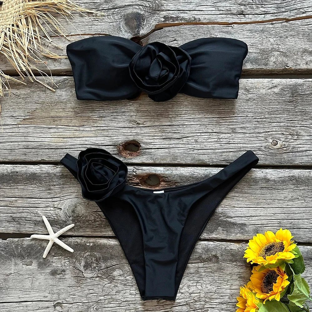 Two-Pieces Floral Lace Up Swimwear - ItemBear.com