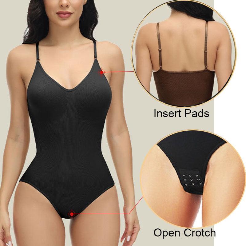 V Neck Spaghetti Strap Compression Body Suits - ItemBear.com