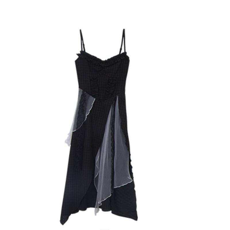 Vintage Black Layered Midi Dress - ItemBear.com