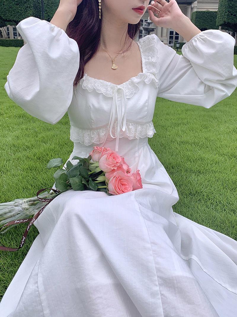 Vintage Victorian White Lace Dress Maxi Dress - ItemBear.com