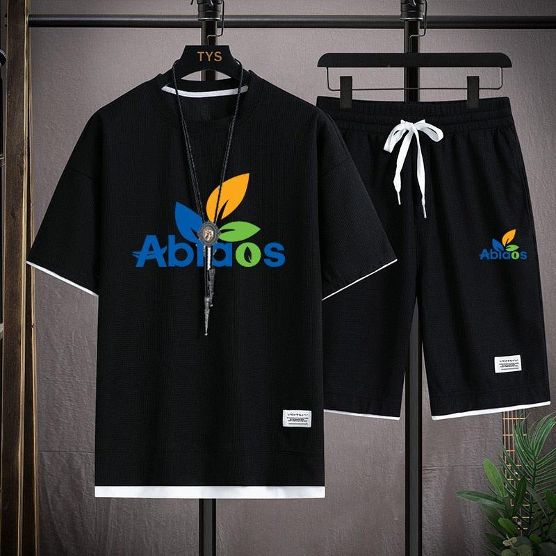 Waffle Pattern 2 Piece Men Shorts Set Summer Tracksuit Men Fashion Clothing Harajuku Style Japan Fashion Loose Fit Sweat Suit - ItemBear.com