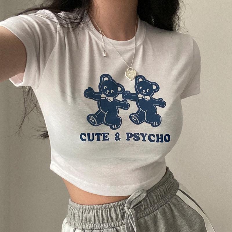 White 'Cute & Psycho' Tee - ItemBear.com