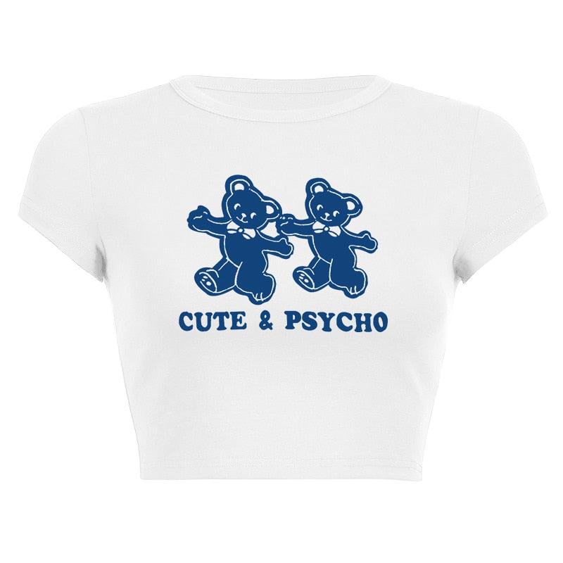 White 'Cute & Psycho' Tee - ItemBear.com