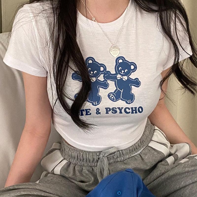 White 'Cute & Psycho' Tee - ItemBear.com