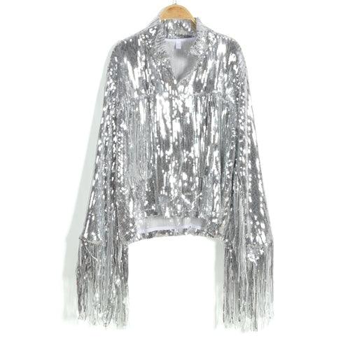 Women Tassel Sequin Jacket 2022 Autumn Winter Streewear Rock BF Retro - ItemBear.com