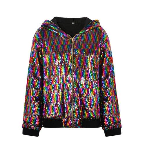 Women Tassel Sequin Jacket 2022 Autumn Winter Streewear Rock BF Retro - ItemBear.com
