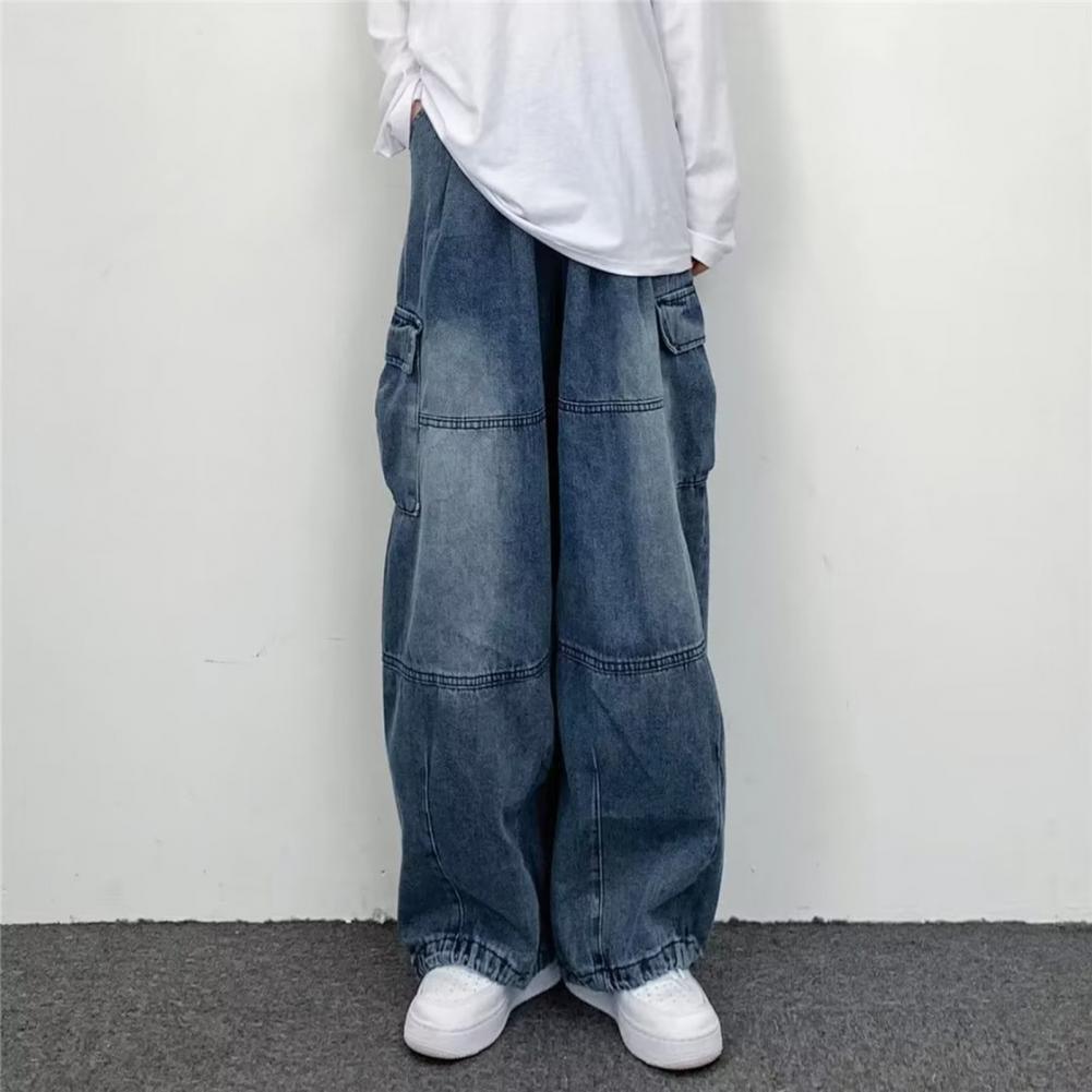 Women Vintage Y2K Streetwear Baggy Cargo Jeans High Waisted Straight Wide Leg Pants Denim Trousers Fairy Grunge Alt Clothes - ItemBear.com