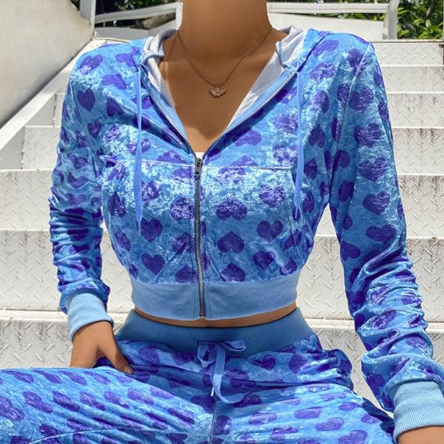 Women's Velvet Zip Up Crop Hoodies - ItemBear.com