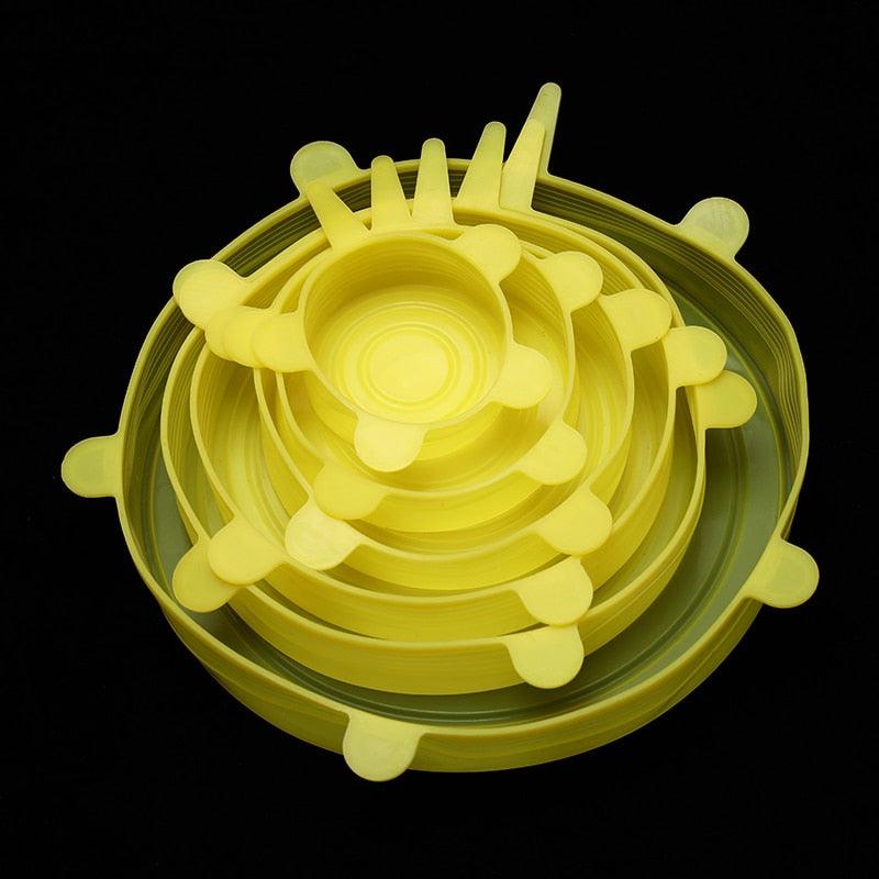 WORTHBUY 6 Pcs/Set Food Silicone Cover Cap Universal Silicone Lids For Cookware Bowl Reusable Stretch Lids Kitchen Accessories - ItemBear.com